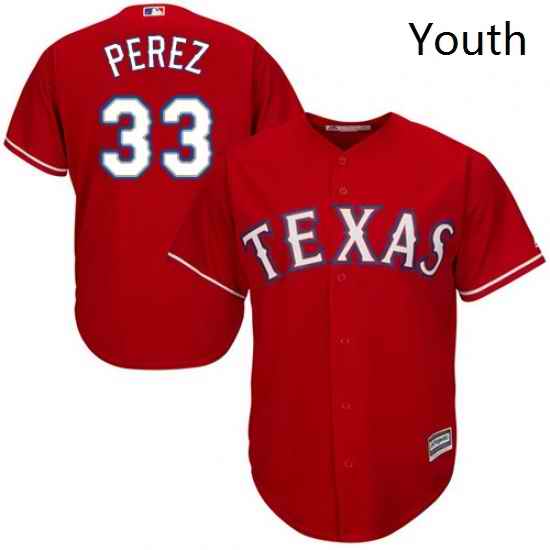 Youth Majestic Texas Rangers 33 Martin Perez Authentic Red Alternate Cool Base MLB Jersey